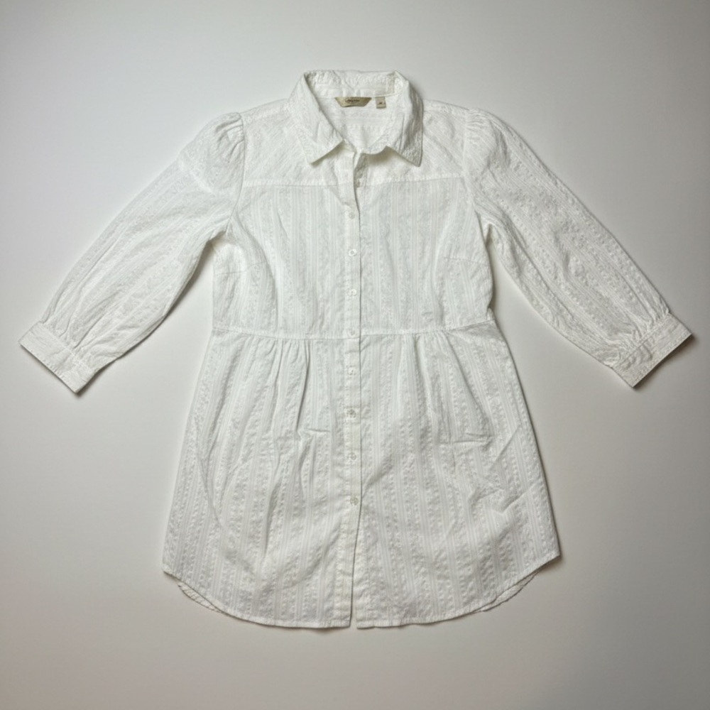 Motoo White button Down Baby doll Top/Dress Small